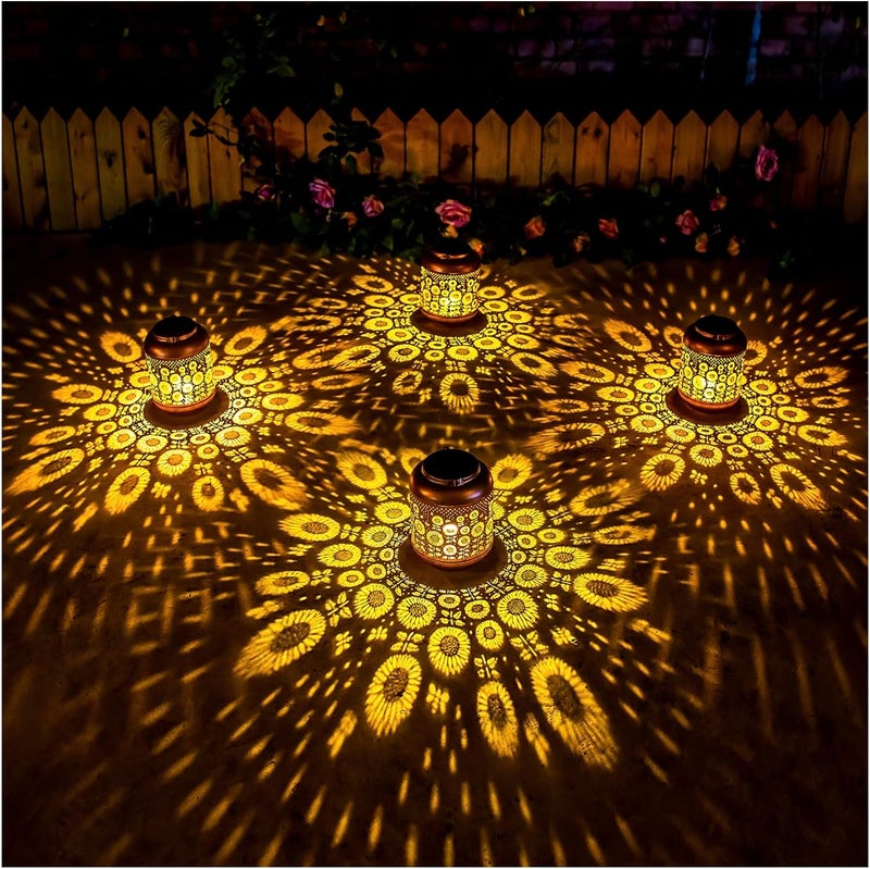 EZTZEN 2 Pack Sunflower Solar Lanterns Outdoor Waterproof Hanging Solar Lights Sunflower Gifts for Women Men Mom Metal Decorative LED Outdoor Lanterns for Patio,Lawn,Landscape, Garden Decor, Yard Decoration - Image 3